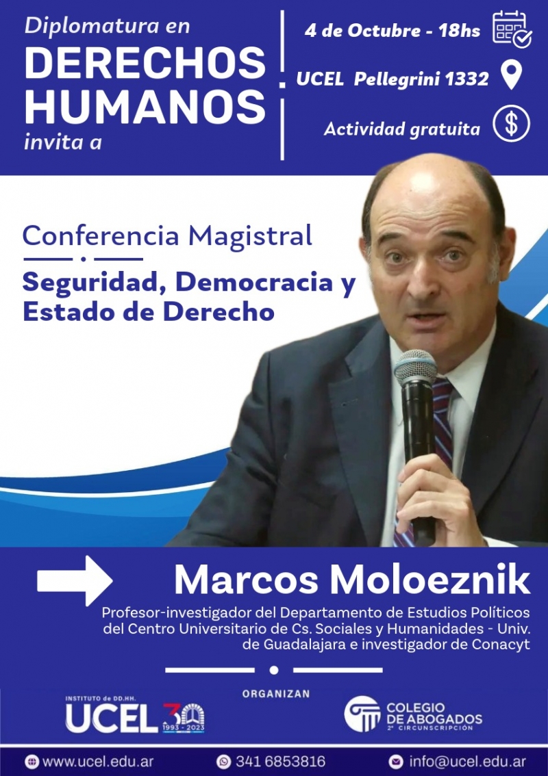 La Comisión invita a: Conferencia Magistral Seguridad, Democracia y Estado de Derecho - 04/10/2023